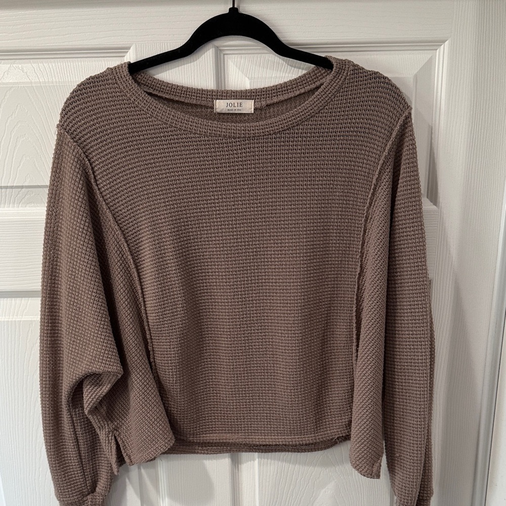Jolie Women's Waffle Knit Sweater in Brown